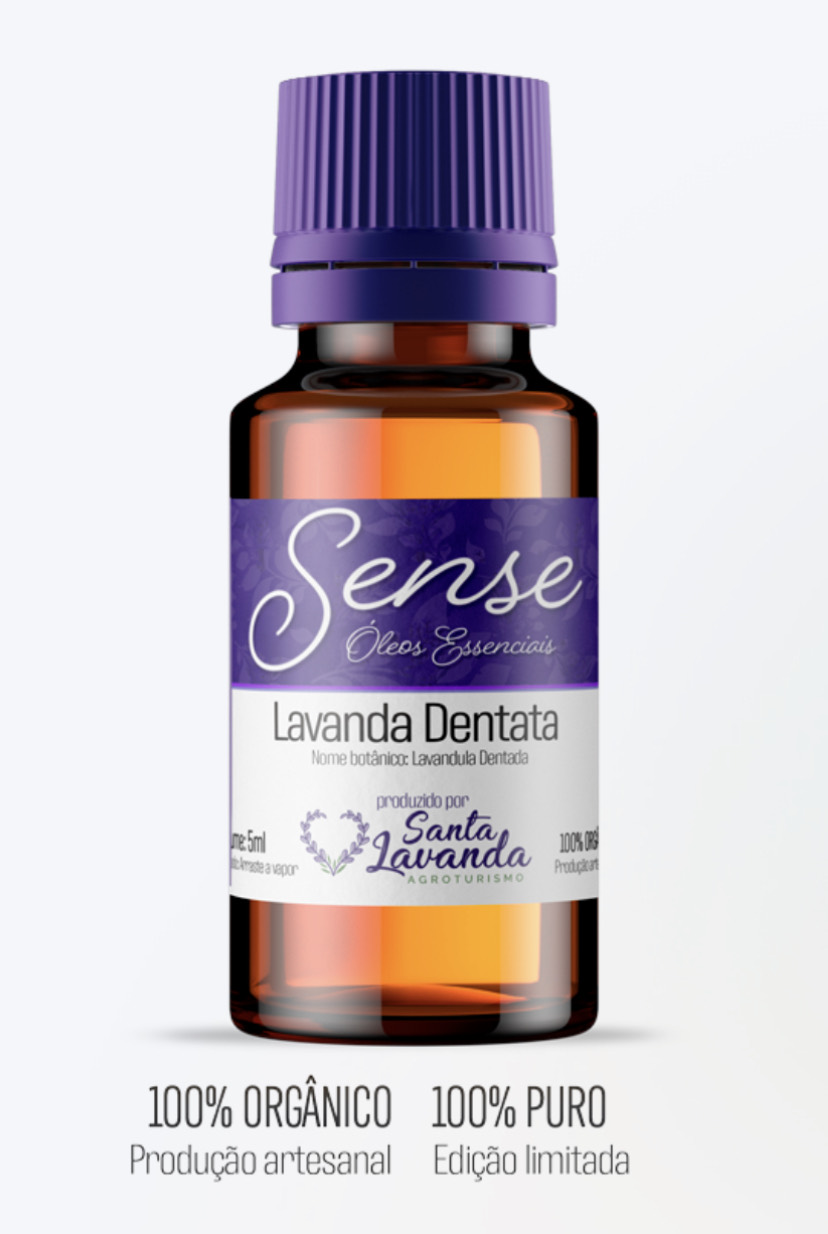 Óleo Essencial Sense Lavanda Dentata em fundo claro