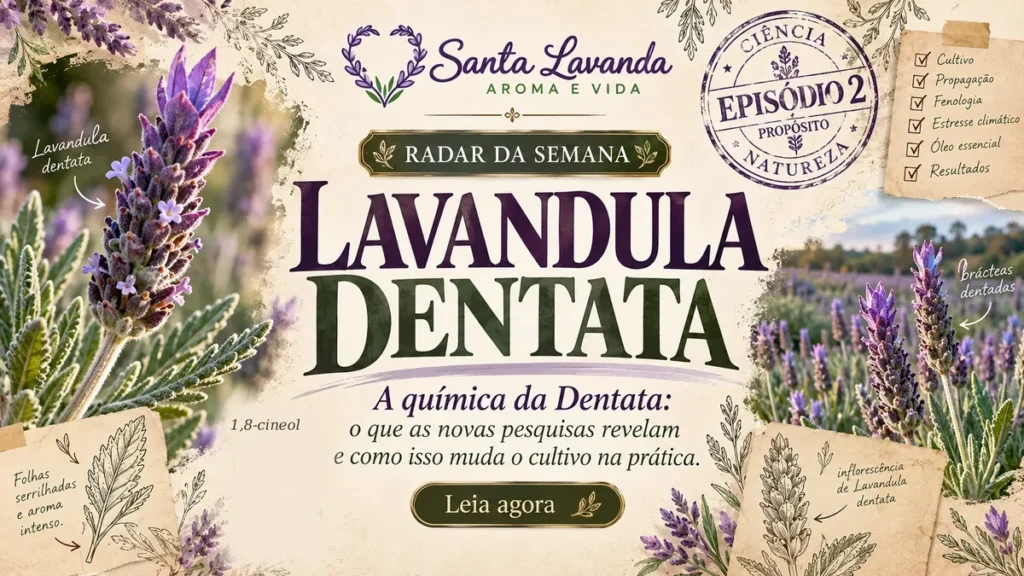 Capa oficial do Radar Científico Santa Lavanda episódio 2, composição química do óleo essencial de Lavandula dentata